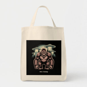 Bigfoot Sasquatch Alien UFO Funny Graphic Design Tote Bag