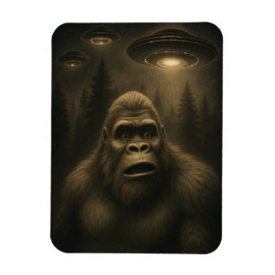 Bigfoot Sasquatch Alien UFO Funny Magnet