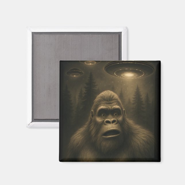 Bigfoot Sasquatch Alien UFO Funny Magnet (Front/Back)
