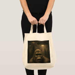 Bigfoot Sasquatch Alien UFO Funny Tote Bag