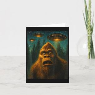 Bigfoot Sasquatch Alien Ufo Starry Night Gifts Men Card