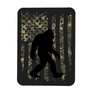 Bigfoot Sasquatch American Camouflaged USA Flag T- Magnet