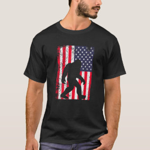 Bigfoot Sasquatch American Flag T-Shirt