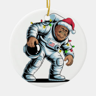 Bigfoot Sasquatch Astronaut Christmas 2026 Holiday Ceramic Tree Decoration