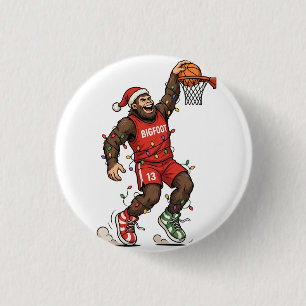 Bigfoot Sasquatch Basketball Christmas 2026 Holida 3 Cm Round Badge