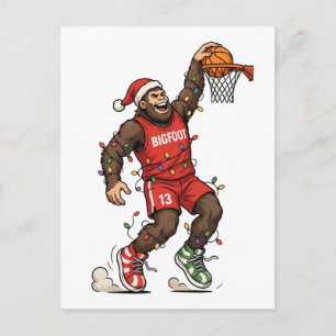 Bigfoot Sasquatch Basketball Christmas 2026 Holida Announcement Postcard