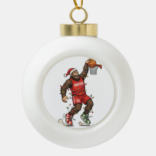 Bigfoot Sasquatch Basketball Christmas 2026 Holida Ceramic Ball Christmas Ornament