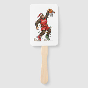 Bigfoot Sasquatch Basketball Christmas 2026 Holida Hand Fan