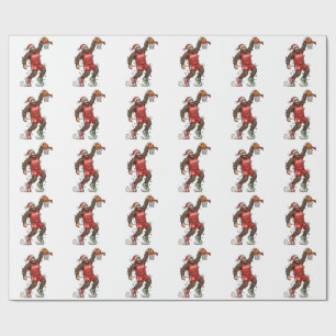 Bigfoot Sasquatch Basketball Christmas 2026 Holida Wrapping Paper