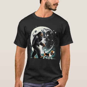 Bigfoot Sasquatch Basset Hound Walking Dog Lover T-Shirt