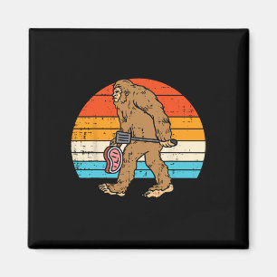 Bigfoot Sasquatch Bbq Retro Byrbecue Grilling Men  Magnet