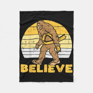 Bigfoot Sasquatch Believe Childhood Cancer Ribbon  Fleece Blanket