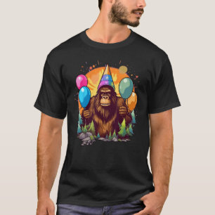Bigfoot Sasquatch Birthday Hat Balloons Aesthetic T-Shirt