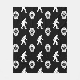 Bigfoot Sasquatch Black & White Fleece Blanket