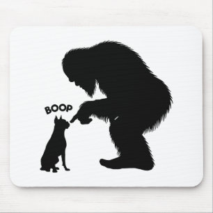 Bigfoot Sasquatch Boxer Dog Nose Boop Mouse Mat