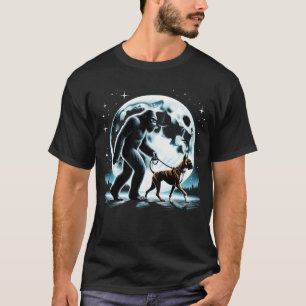 Bigfoot Sasquatch Boxer Walking Dog Lover Moon T-Shirt
