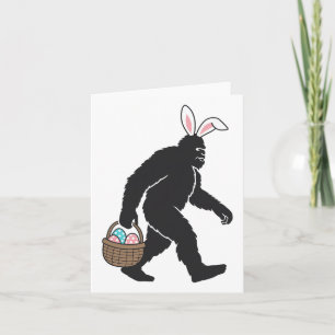 Bigfoot Sasquatch Bunny Ears Carrying Easter Egg B Card