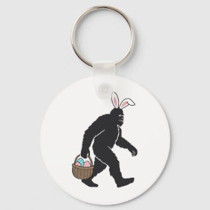 Bigfoot Sasquatch Bunny Ears Carrying Easter Egg B Key Ring