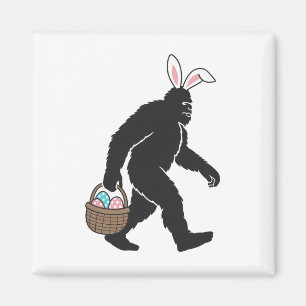 Bigfoot Sasquatch Bunny Ears Carrying Easter Egg B Magnet