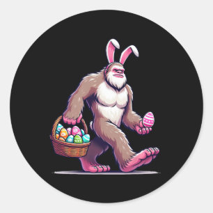 Bigfoot Sasquatch Bunny Easter Eggs Men Women Kids Classic Round Sticker