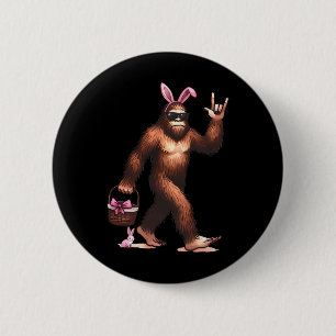 Bigfoot Sasquatch Bunny Easter Eggs Retro Men Boys 6 Cm Round Badge