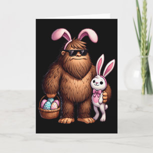Bigfoot Sasquatch Bunny Easter Eggs Retro Men Boys Card