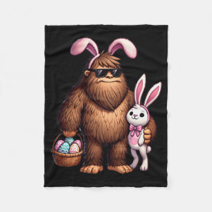 Bigfoot Sasquatch Bunny Easter Eggs Retro Men Boys Fleece Blanket