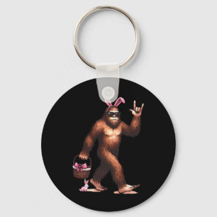 Bigfoot Sasquatch Bunny Easter Eggs Retro Men Boys Key Ring