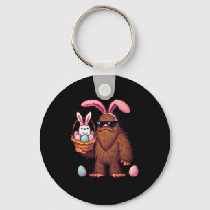 Bigfoot Sasquatch Bunny Easter Eggs Retro Men Boys Key Ring