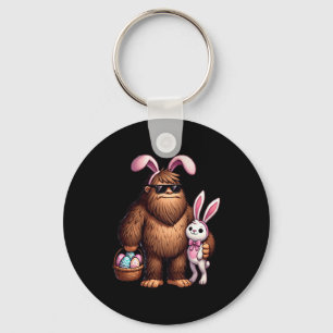Bigfoot Sasquatch Bunny Easter Eggs Retro Men Boys Key Ring