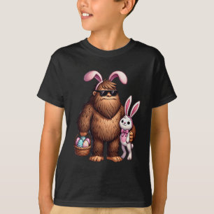 Bigfoot Sasquatch Bunny Easter Eggs Retro Men Boys T-Shirt