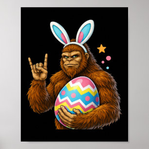 Bigfoot Sasquatch Bunny Easter Men Women Boy Kids  Poster
