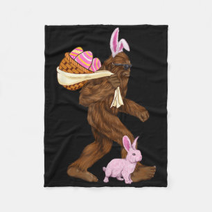 Bigfoot Sasquatch Bunny Easter Rabbit Bysket Hunti Fleece Blanket