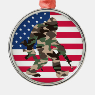 Bigfoot Sasquatch Camo  Metal Tree Decoration