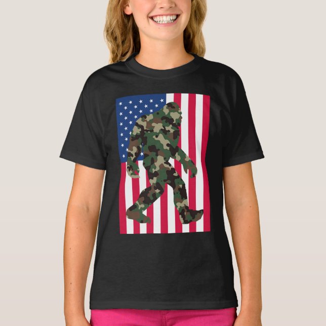 Bigfoot Sasquatch Camo        T-Shirt (Front)