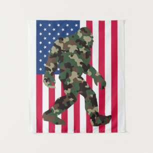 Bigfoot Sasquatch Camo Tapestry