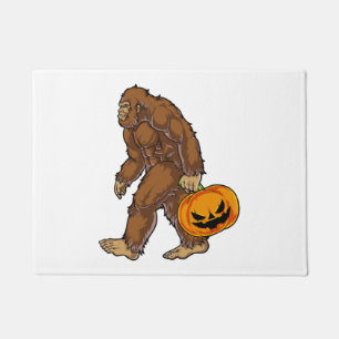 Bigfoot Sasquatch Carrying Scary Pumpkin T shirt Doormat