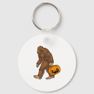 Bigfoot Sasquatch Carrying Scary Pumpkin T shirt Key Ring