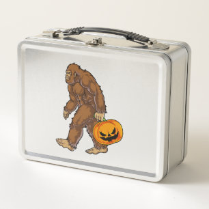 Bigfoot Sasquatch Carrying Scary Pumpkin T shirt Metal Lunch Box