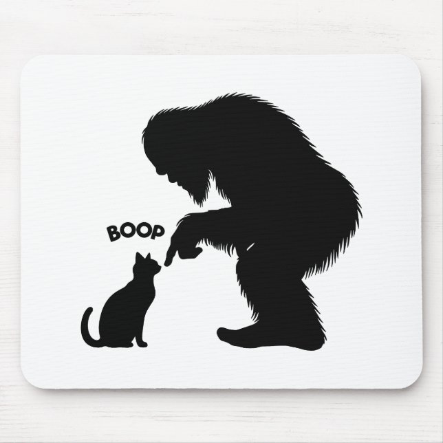 Bigfoot Sasquatch Cat Nose Boop Mouse Mat (Front)