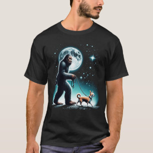 Bigfoot Sasquatch Chihuahua Walking Dog Lover Moon T-Shirt