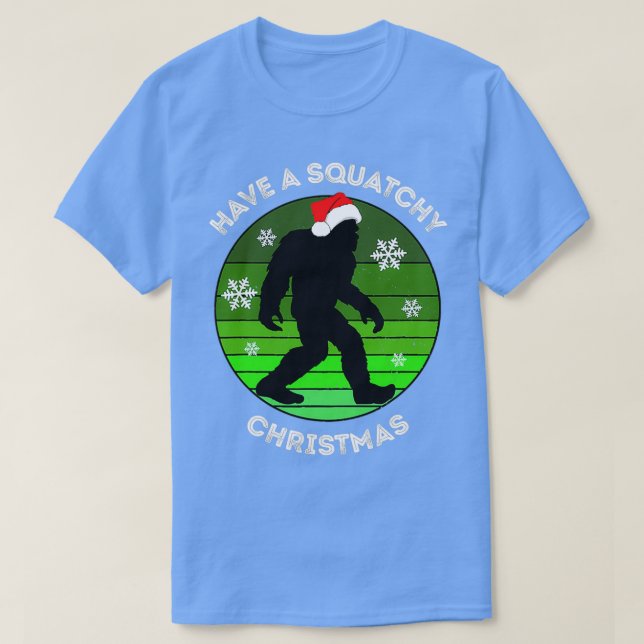 Bigfoot Sasquatch Christmas Merry T-Shirt (Design Front)