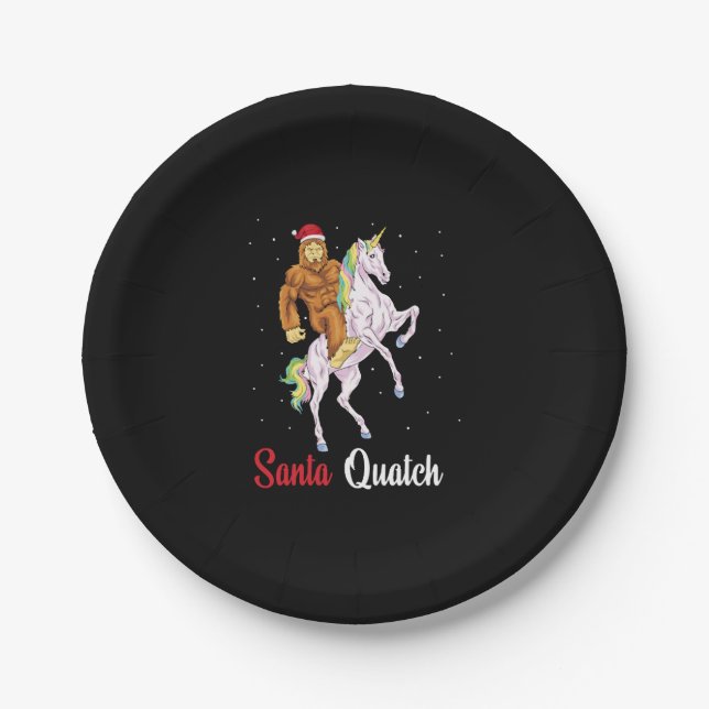 Bigfoot Sasquatch Christmas Santa Quatch Yeti Unic Paper Plate (Front)