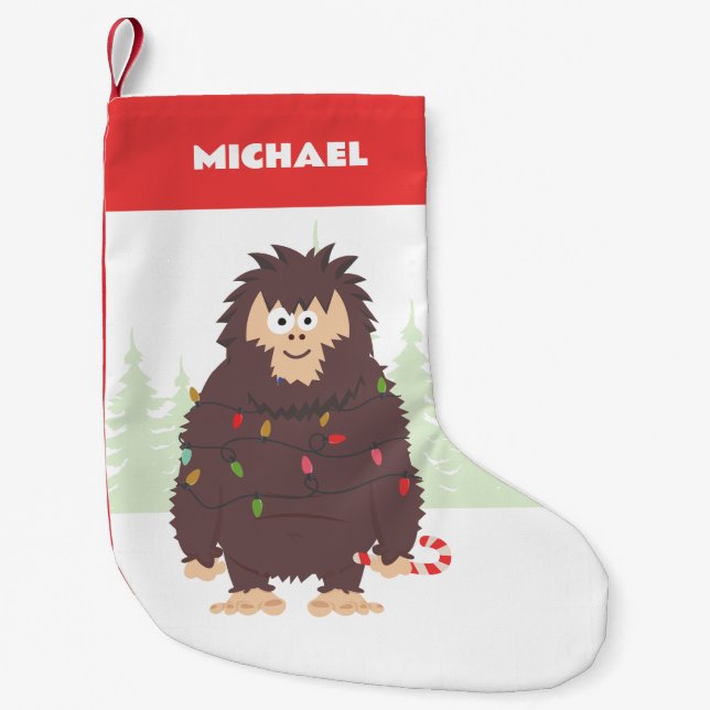 Bigfoot Sasquatch Christmas  Small Christmas Stocking (Front)