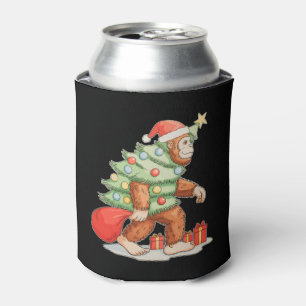 Bigfoot Sasquatch Christmas Tree Xmas Lights Can Cooler