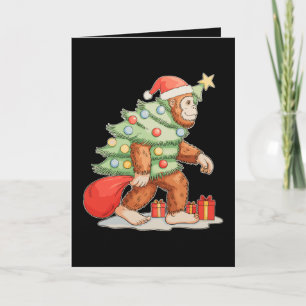 Bigfoot Sasquatch Christmas Tree Xmas Lights Card