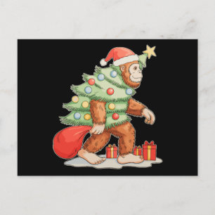 Bigfoot Sasquatch Christmas Tree Xmas Lights Holiday Postcard