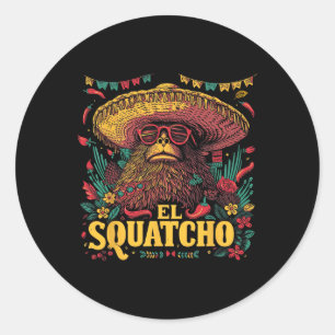 Bigfoot Sasquatch - Cinco De Mayo Mexican Sombrero Classic Round Sticker