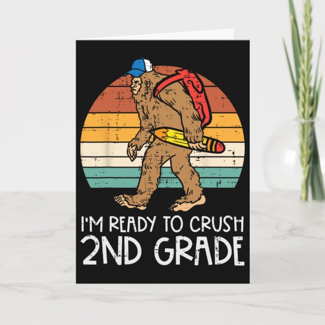 Bigfoot Sasquatch Crush 2nd Grade Second First Day Card (Front)