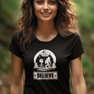 Bigfoot Sasquatch Cryptid Believer Alien Womens T-Shirt